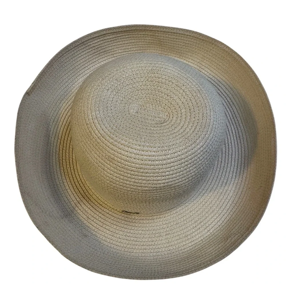 Betmar New York Cream Woven Paper Straw Sun Hat Wide Brim Summer Beach Style 160